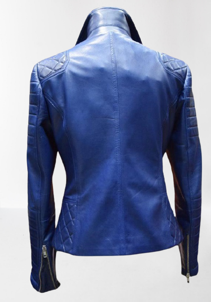Women Blue Leather Fashion Jacket, Street Style Biker Jackets for Women ...