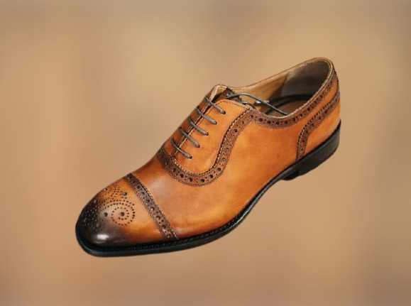 Handmade Men Tan Leather Brogue Dress Shoes, Office/ Business Shoes ...